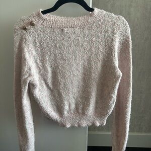 Cropped Pink and White Sweater